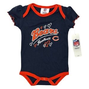NFL Chicago Bears Football One Piece Bodysuit Baby Girl Size 12 mo Ruffle Sleeve